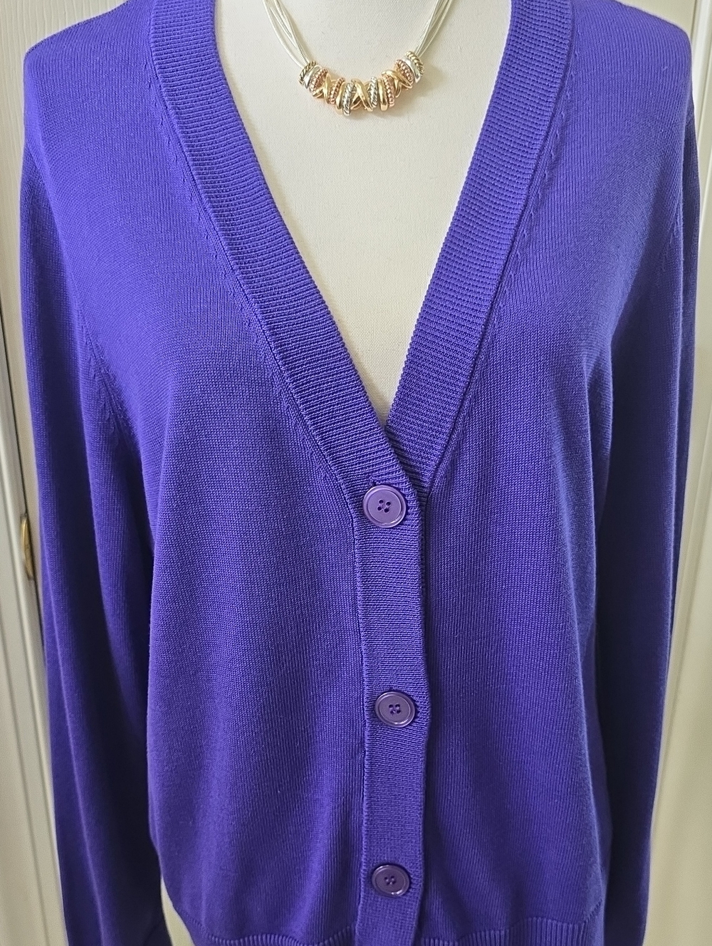 LIZ CLAIBORNE BRAND WOMEN'S PURPLE LONG-SLEEVES FRONT BUTTON CARDIGAN SIZE XL